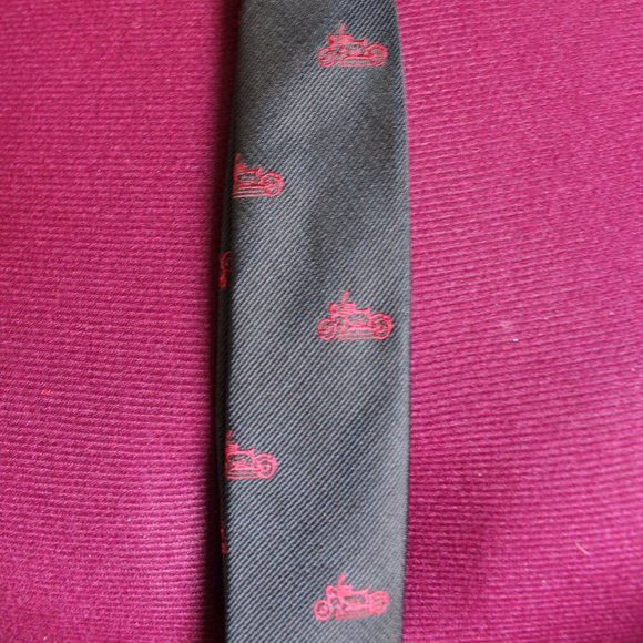 Black With Motorcycles Youth Clip-On Necktie 17" Length - Picture 2 of 5
